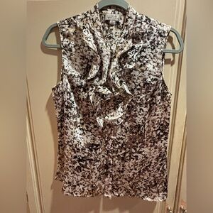 Tahari Black and White Ruffle Blouse